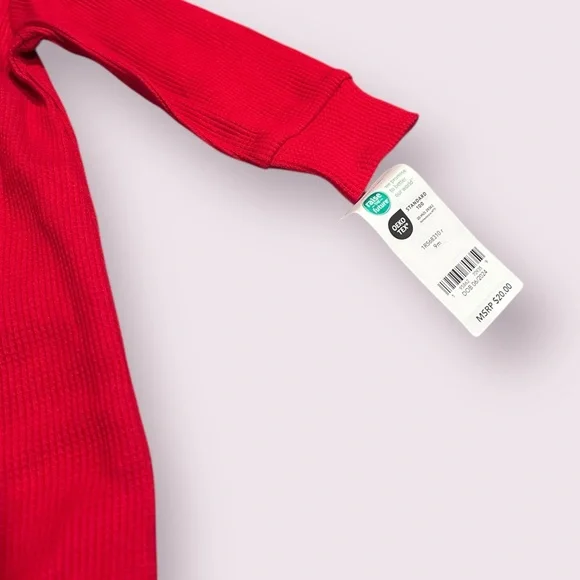 NWT Carter's Baby Red Waffle Knit Santa Christmas Footies Size 9 Months - Picture 3 of 8